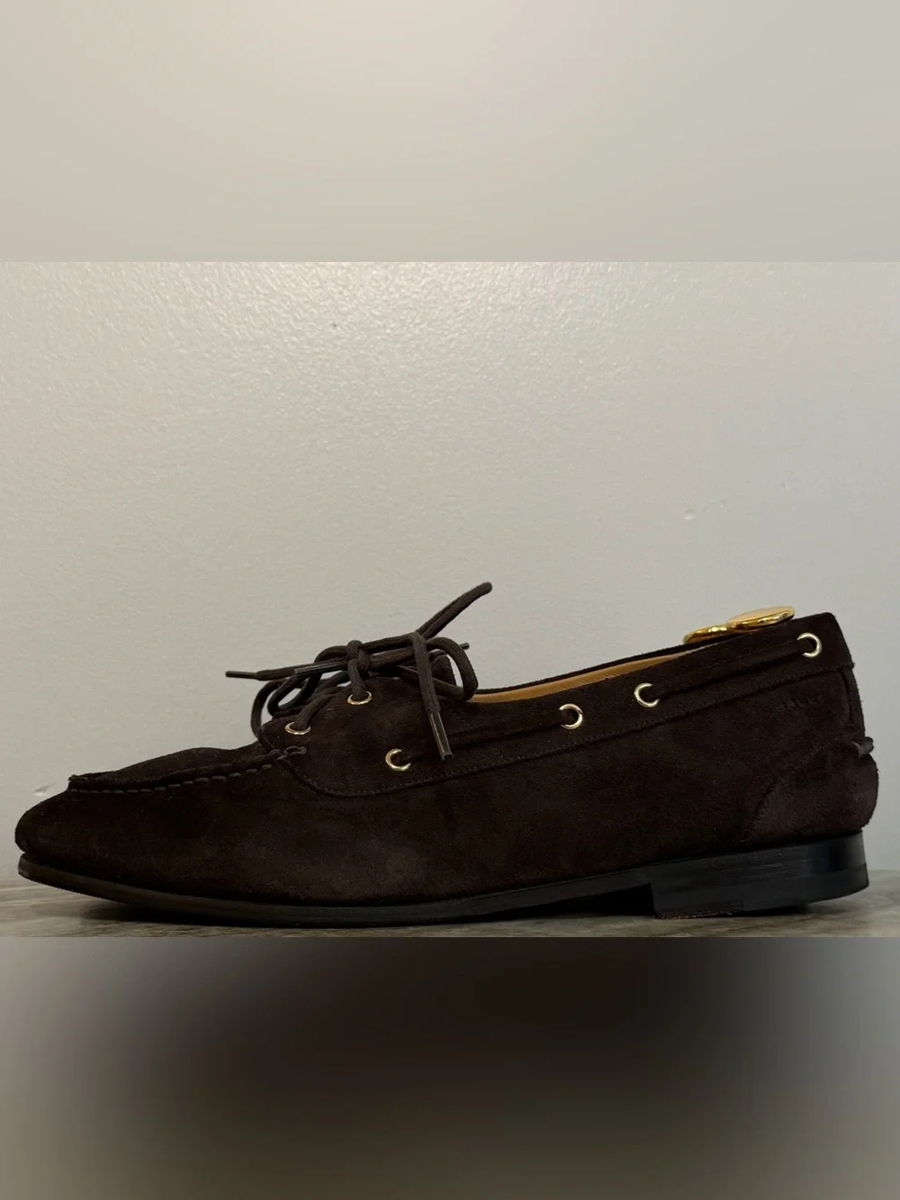 BALLY PATHY PLUME DARK BROWN SUEDE BOAT SHOES 8 US $950 MOCCASINS FLATS